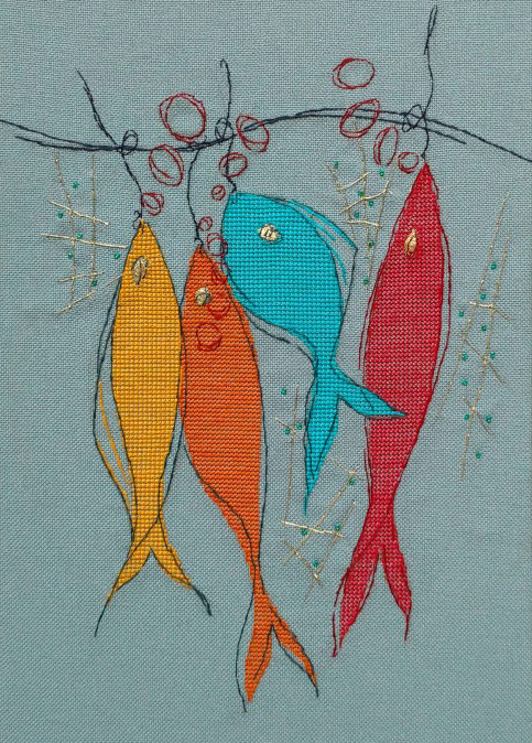 Soizic - Les poissons / Рыбы, схема для вышивания крестом