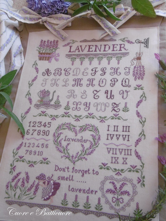 Cuore e Batticuore - Lavender Sampler / Лавандовый семплер, схема для вышивки крестом
